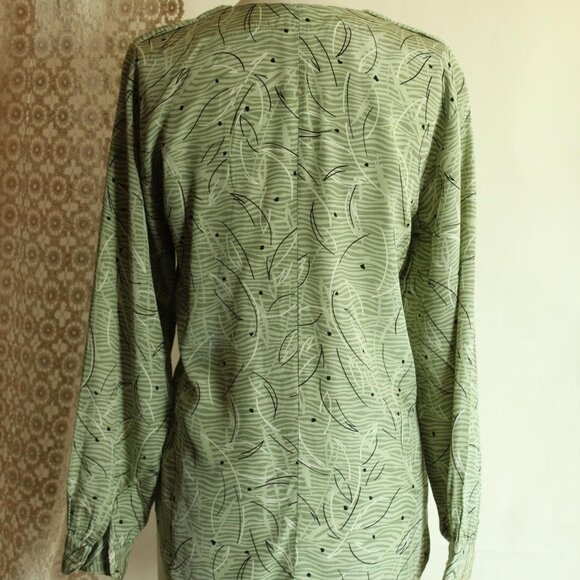 Vintage 1980s 1990s Blouse, Notations Green and Black Tunic - Picture 10 of 10